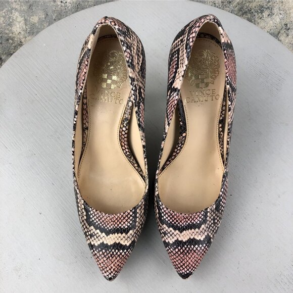 Vince Camuto Women's Size 6M Aparla Brown Snake Print Leather High Heel Pumps - Picture 4 of 16